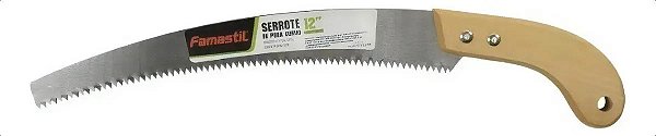 Serrote de Poda Curvo Famastil 12 em Aço com Cabo Ergonômico para Galhos, Árvores e Jardinagem
