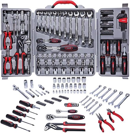 Kit Maleta de Ferramentas Worker 110 Peças Aço Cromo Vanádio Combinada