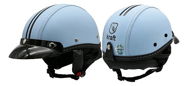 Capacete Coquinho Kraft Com Viseira Bike Moto Elétrica Azul  PP