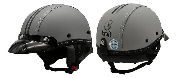 Capacete Coquinho Kraft Com Viseira Bike Moto Elétrica Cinza  P