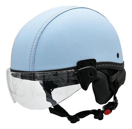 Capacete Coquinho Kraft Bike Elétrica Scooter Skate Viseira Azul Claro  M