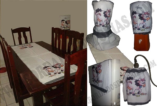 Conjunto de Cozinha Estampado Vaca 6 Peças