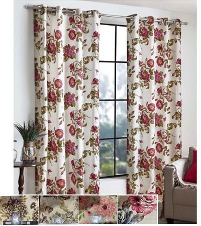 Cortina Rustica para Sala Estampada 3m Floral