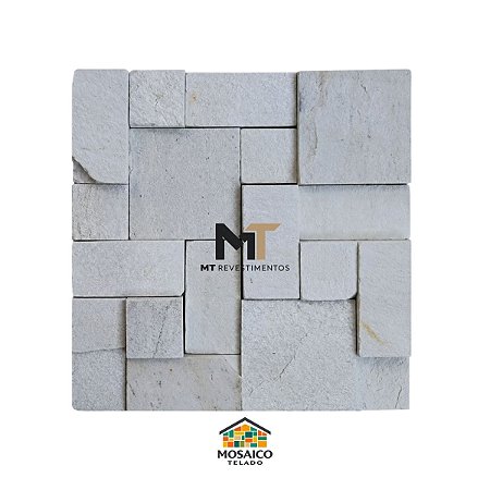 Mosaico de Pedra São Tomé Branco Variadão Telado 30x30 - 1 m²