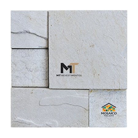 Mosaico de Pedra São Tomé Branco Variado Telado 30x30 - 1 m²