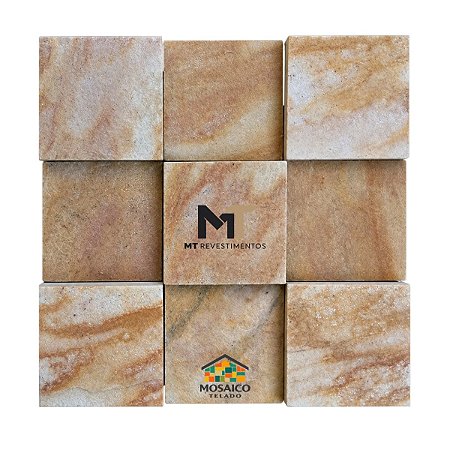 Mosaico de Pedra São Tomé Amarela Xadrez 10x10 Telado 30x30 - 1 m²