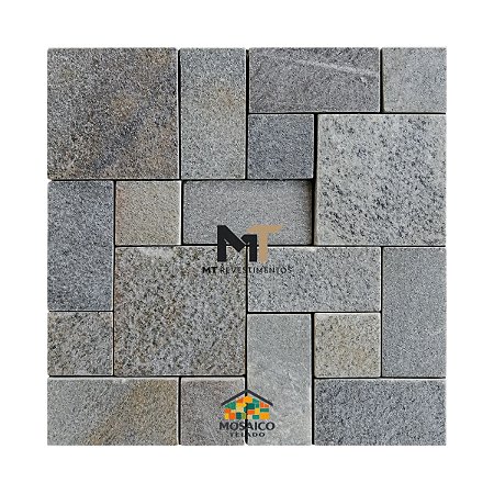 Mosaico de Pedra Luminárias Verde Variadão Telado 30x30 - 1 m²