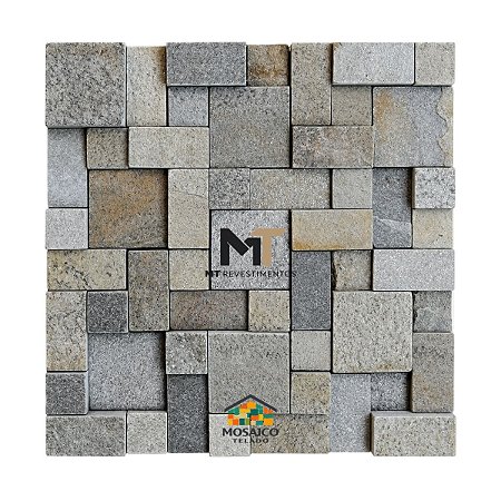 Mosaico de Pedra Luminárias Verde Variadinho Telado 30x30 - 1 m²