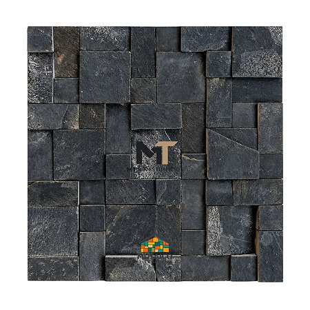 Mosaico de Pedra Ferro Preta Variadinho Telado 30x30 - 1 m²