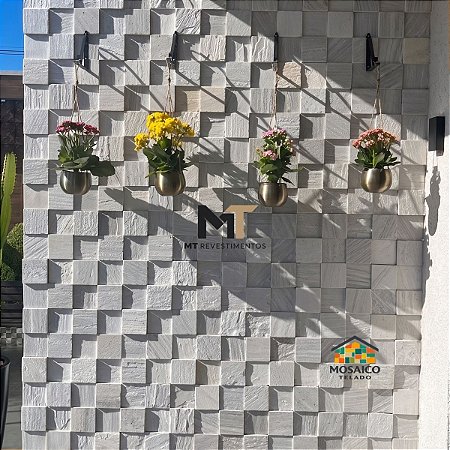 Mosaico de Pedra São Tomé Branca 10x10 Peças Soltas - 1 m²