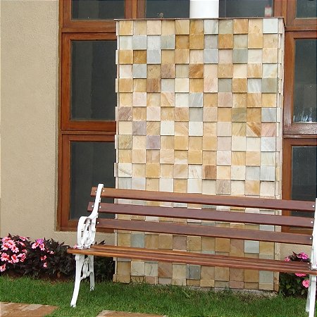 Mosaico Pedra São Tomé Amarela 10x10 Peças Soltas - 1 m²
