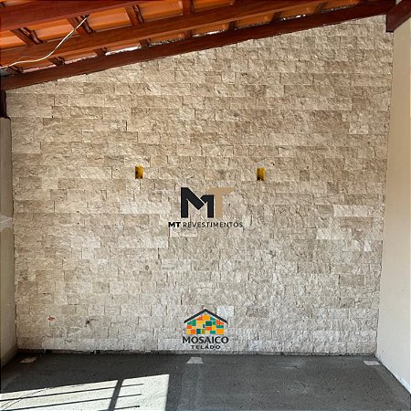 Travertino Rockface Nacional 10x30 Pedra Natural - 1 m²