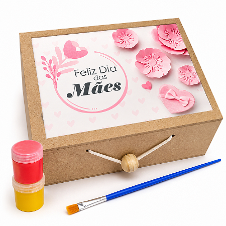 AL024 - Kit Caixinha Mdf com Tela, Tintas e Pincel