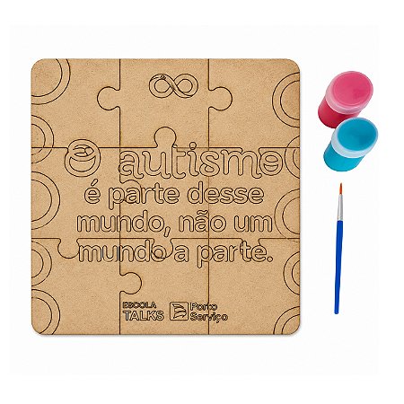 AL336 - Quebra-Cabeça MDF 9 Peças com Tinta e Pincel