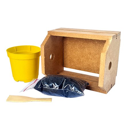 AL039 - Kit Caixote MDF 6 mm com Sementes de Flores