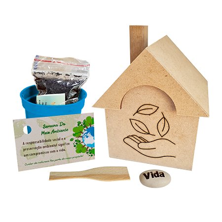 AL040 - Kit Casinha MDF com Gravação e Semente Personalizada