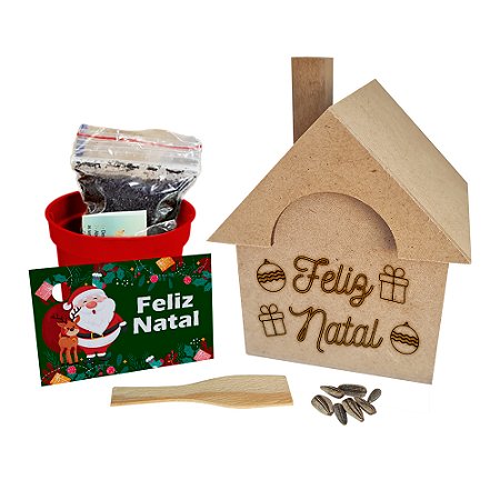 AL041 - Kit Casinha MDF com Gravação e Sementes Flores - Natal