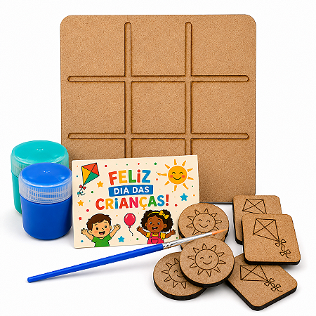 AL067 - Kit Jogo da Velha Tabuleiro com Tinta e Pincel