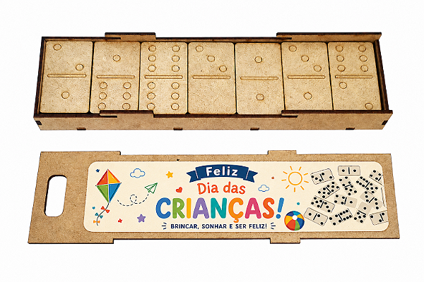 AL109 - Kit Jogo Educativo Dominó em mdf com Adesivo Personalizado