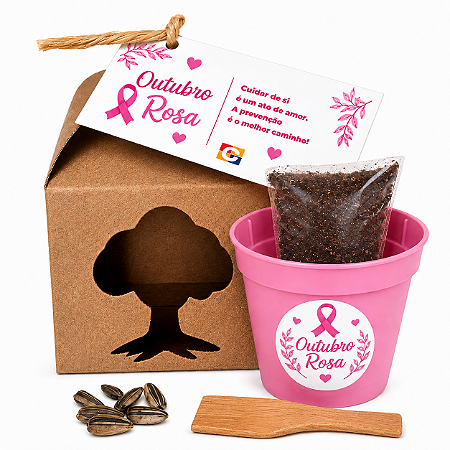 AL147 - Kraft com Vaso Personalizado e Sementes de Flores