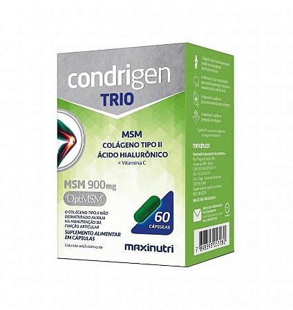Condrigen Trio - MSM + Colágeno Tipo II + Ácido Hialurônico (60 caps)