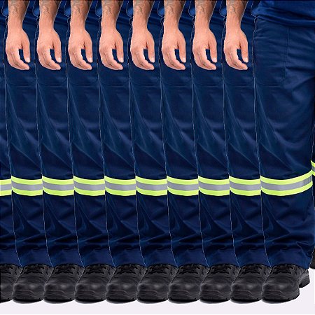 Kit 10 Calças Para Trabalhar Brim Pesado Com Reforço Entre Pernas Com Faixa Sênior Uniformes