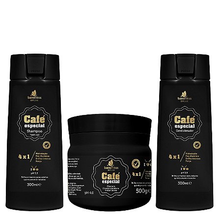 BARROMINAS Kit Café Especial Tratamento Intensivo Pós-Química - Shampoo, Condicionador e Máscara