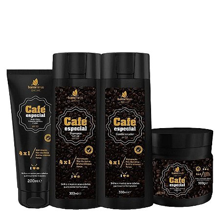 BARROMINAS Kit Café Especial Tratamento Pós-Química - Rotina Completa para Cabelos Quimicamente Tratados