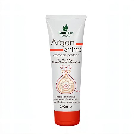 BARROMINAS Creme para Pentear Argan Shine 240ml - Cabelos Danificados e Quimicamente Tratados