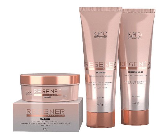 K.PRO Regenér Kit Cabelo Ressecado, Fragilizado Shampoo + Condicionador + Máscara