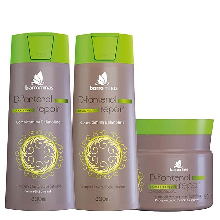 BARROMINAS Kit D-Pantenol Repair Hidratração Intensiva - Shampoo Condicionador e Máscara