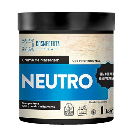 COSMECEUTA Creme de Massagem Neutro Profissional Vegano 1Kg – Base Deslizante Sem Parabenos