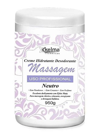 KELMA Creme de Massagem Profissional Hidratante Desodorante Corporal Neutro 950g