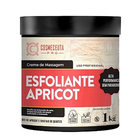 COSMECEUTA Creme de Massagem Esfoliante Apricot Profissional Vegano 1Kg - Pele Hidratada e Renovada