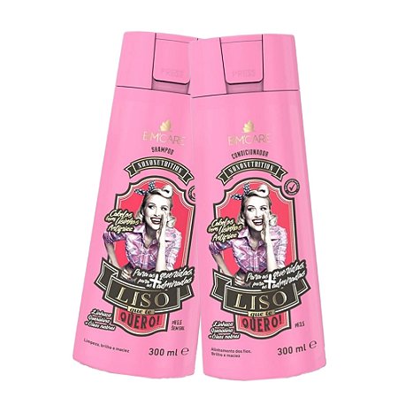 BARROMINAS Kit Alinhamento, Brilho e Controle de Frizz Liso Que Te Quero! - Shampoo e Condicionador - Cabelos Lisos, Volumosos e Ressecados