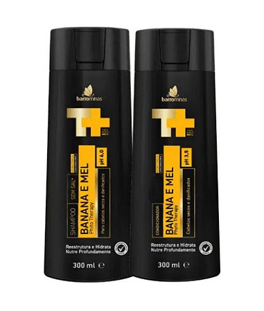 BARROMINAS Banana e Mel Kit para Cabelos Enfraquecidos e Sem Vida Shampoo + Condicionador