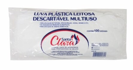 SANTA CLARA Luva Descartável Plástica Leitosa Multiuso 100un (69)