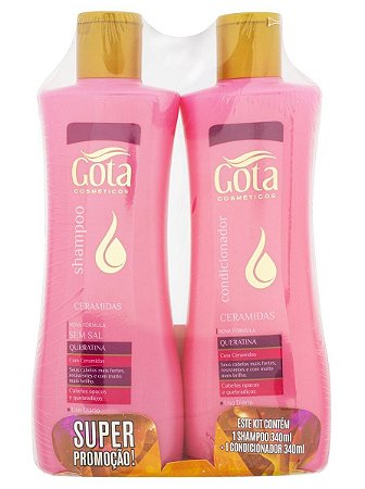 GOTA DOURADA Ceramidas Kit para Cabelos Opacos e Quebradiços Shampoo + Condicionador 340ml