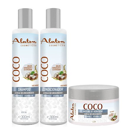 ALATON Coco Kit Crescimento Capilar Shampoo + Condicionador + Máscara