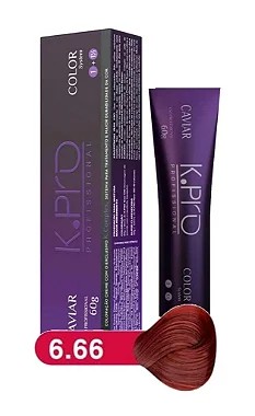 K.PRO Caviar Color Coloração Permanente 6.66 Loiro Escuro Vermelho Intenso 60g