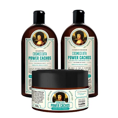 COSMECEUTA Kit Vegano Nutrição e Força Power Cachos - Shampoo, Condicionador e Máscara