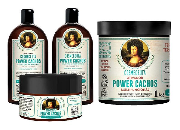 COSMECEUTA Power Cachos Vegano Kit para Cabelos Cacheados ou Crespos Completo Grande