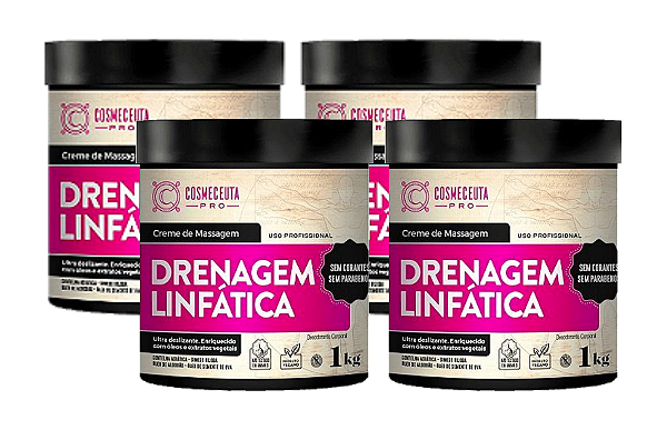 COSMECEUTA Creme de Massagem Profissional Vegano Drenagem Linfática 1Kg 4un