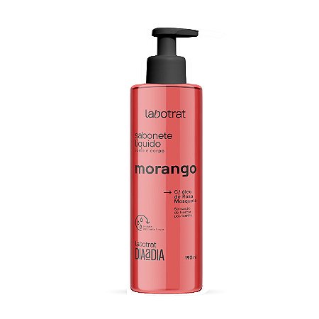 Sabonete Líquido Facial e Corporal LABOTRAT Morango com Óleo de Rosa Mosqueta 190ml - Sensação de frescor pós-banho