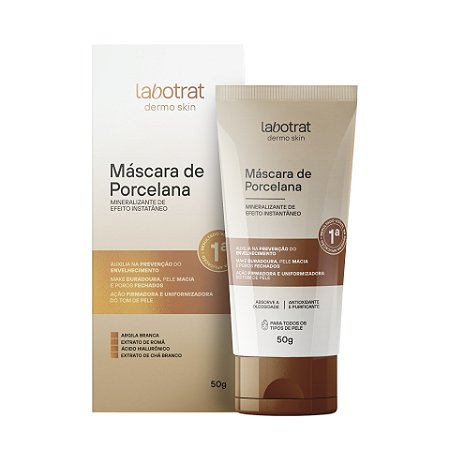 LABOTRAT Máscara Facial de Porcelana Mineralizante de Efeito Instântaneo com Argila Branca e Ácido Hialurônico 50g