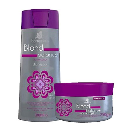 BARROMINAS Blond Balance Kit Desamarelador para Cabelos Tingidos de Loiro ou Grisalhos Shampoo + Máscara