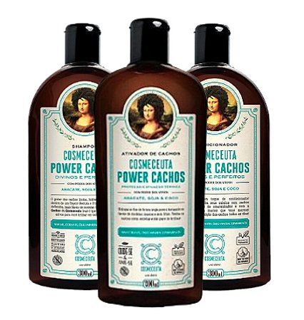 COSMECEUTA Kit Antifrizz e Definição Vegano Power Cachos - Shampoo, Condicionador e Leave-in Ativador de Cachos - Cabelos Cacheados ou Crespos