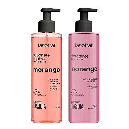 LABOTRAT Kit Hidratação da Pele Morango - Hidratante 190ml e Sabonete Líquido 190ml