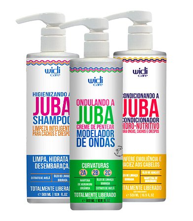 WIDI CARE Kit Ondulando JUBA - Shampoo 500ml, Condicionador 500ml e Creme Pentear 500ml - Cabelos Ondulados