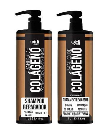 WIDI CARE Kit Reconstrução Intensiva BANHO de COLÁGENO - Shampoo 1l e Máscara 1Kg - Cabelos Danificados